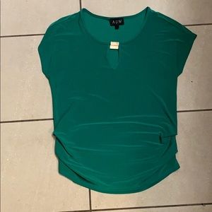 Green short sleeved blouse